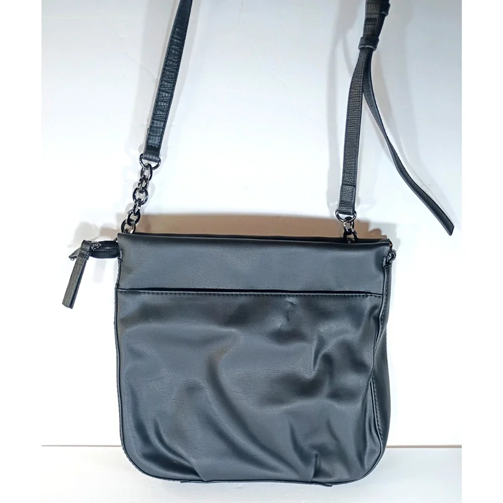 Simply Vera Vera Wang Black Crossbody Bag Faux Leather Adjustable Strap